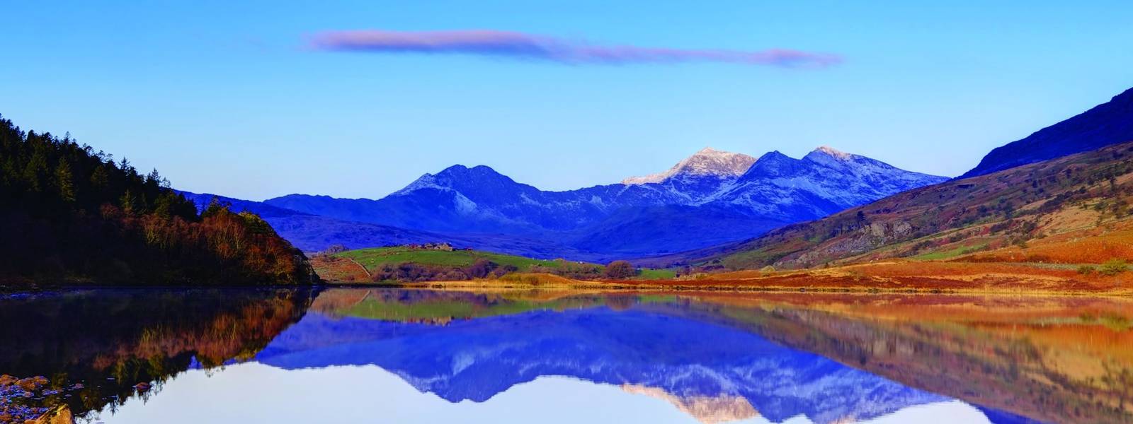 Lake At Capel Curig With Snowdon Behind