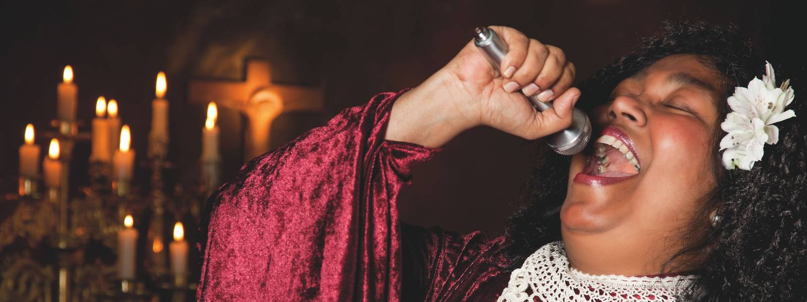 Negro spiritual gospel singer singing a hymn