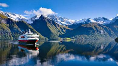 Beautiful Fishing village Undredal close the fjord near the Flam in Norway