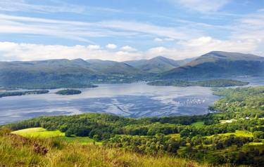 Loch Lomond seen from the hills above the scenic village of Balmaha.