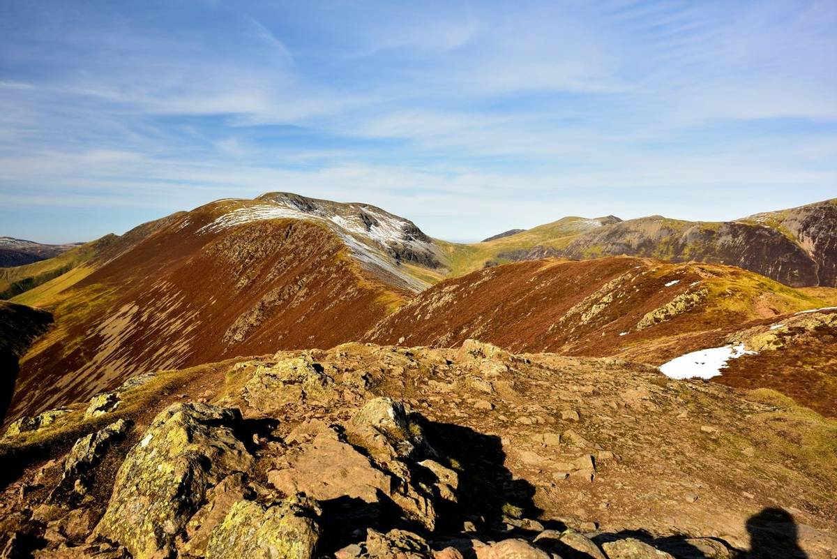 Viewing the Coledale Horseshoe from Causey Pike