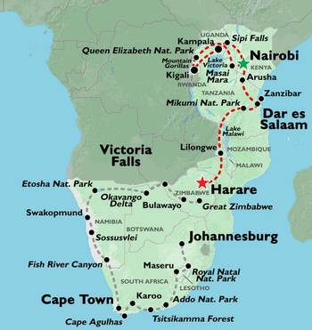 NAIROBI to HARARE (41 days) Apes & Lakes