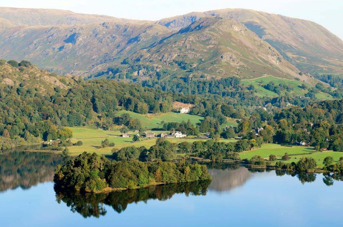 Grasmere Lake from Loughrigg Terrace in Lake District National Park England
