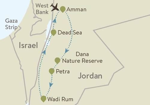 Itinerary map for Jordan