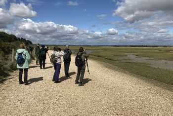 Birding group on edge of Pagham Harbour