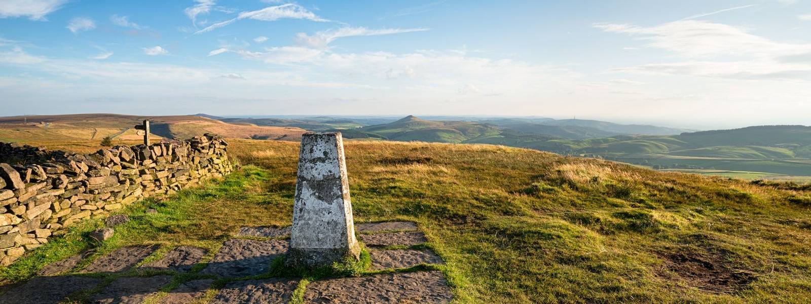The Trig Point on top of Shining Tor in the Cheshire Peak District