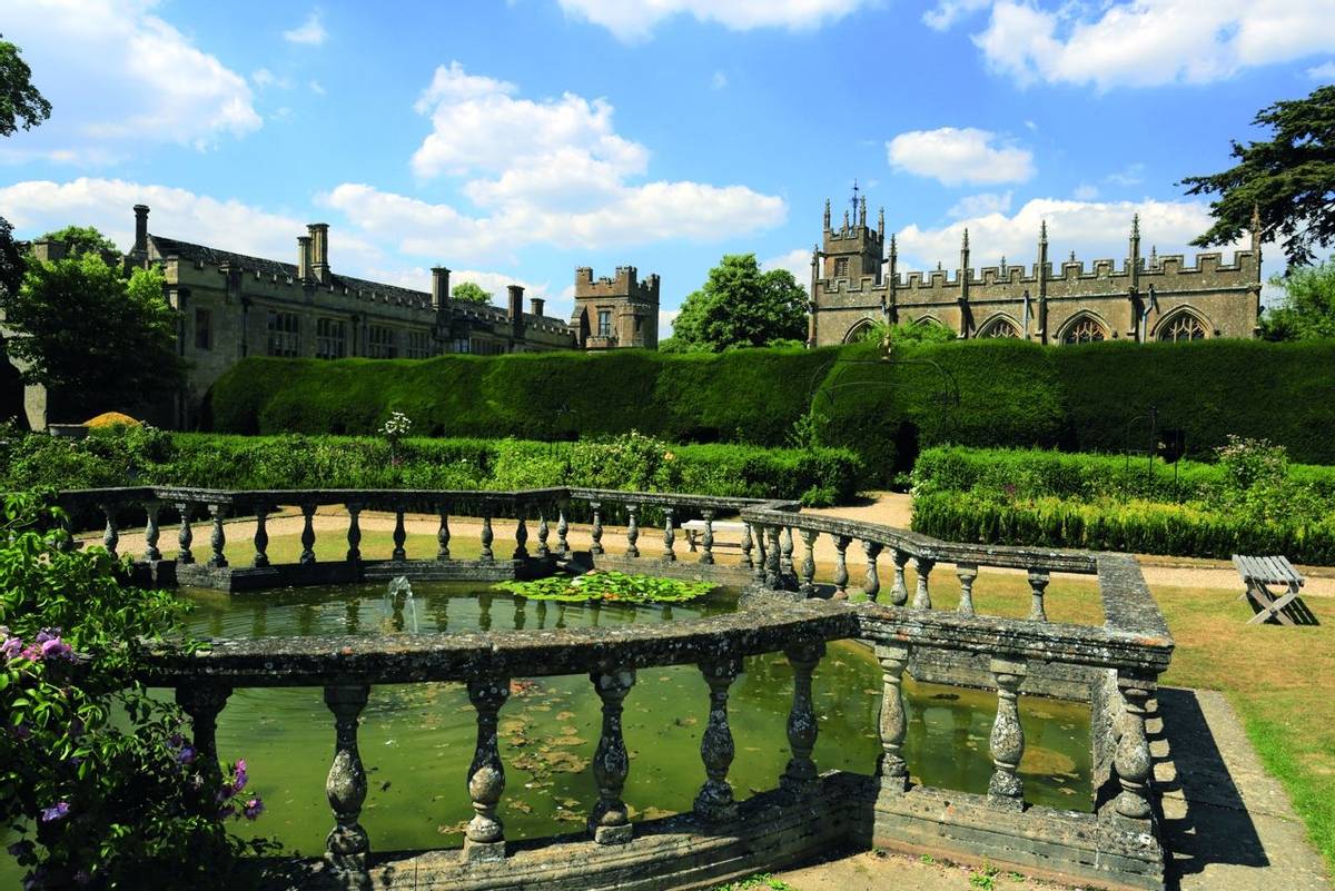Summer view over Sudeley Castle & Gardens near Winchcombe village, Gloucestershire, Cotswolds, England