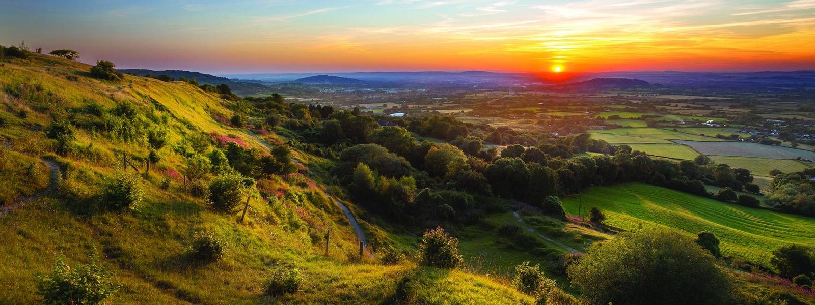 Crickley Hill at Sunset, Cotswold UK