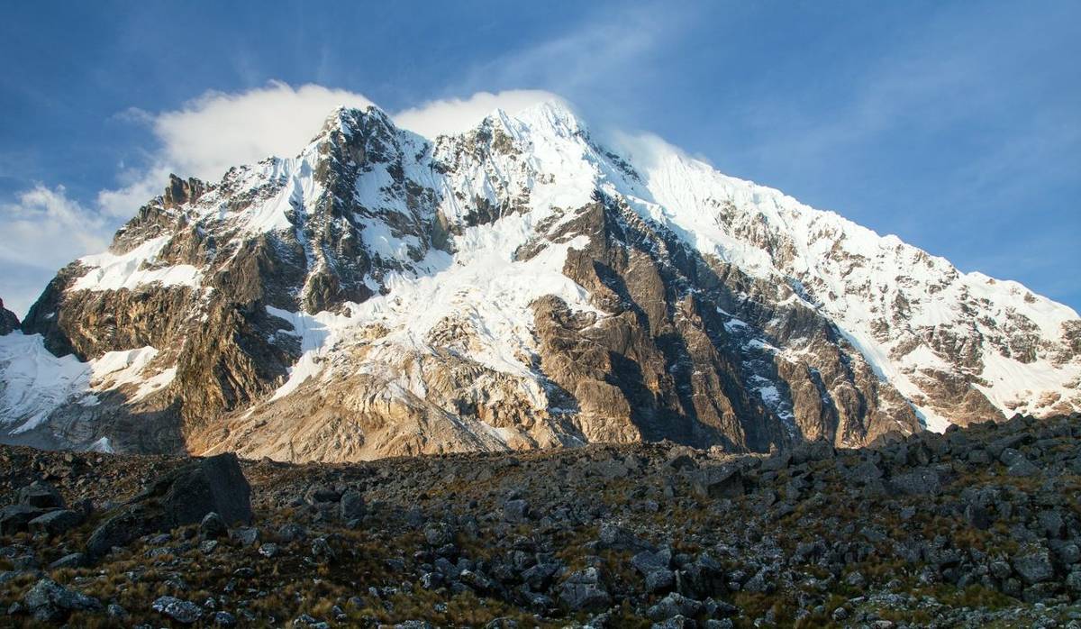 Evening view of mount Salkantay, Salkantay trek in the way to Machu Picchu, Cuzco area in Peru