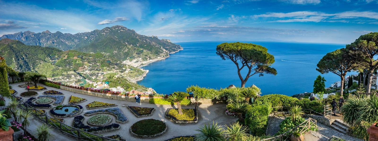 Sightseeing Villa Rufolo and it's gardens in Ravello mountaintop setting on Italy's most beautiful coastline, Ravello, Italy