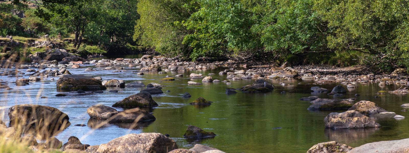 River Duddon in the Lake District National Park, UK. Beatiful scenic view of clean nature.