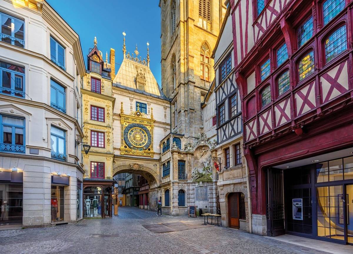 The Gros-Horloge (Great-Clock) is a fourteenth-century astronomical clock in Rouen, Normandy, France. Architecture and landm…