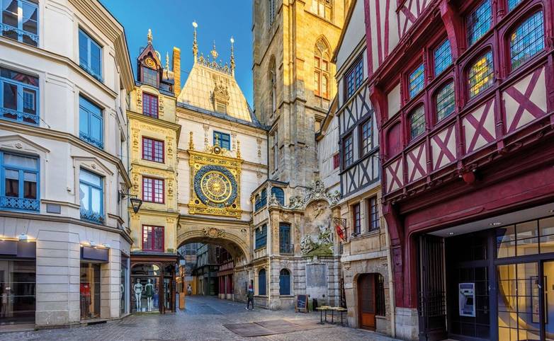 The Gros-Horloge (Great-Clock) is a fourteenth-century astronomical clock in Rouen, Normandy, France. Architecture and landm…