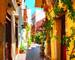 Beautiful street in Chania, Crete island, Greece. 