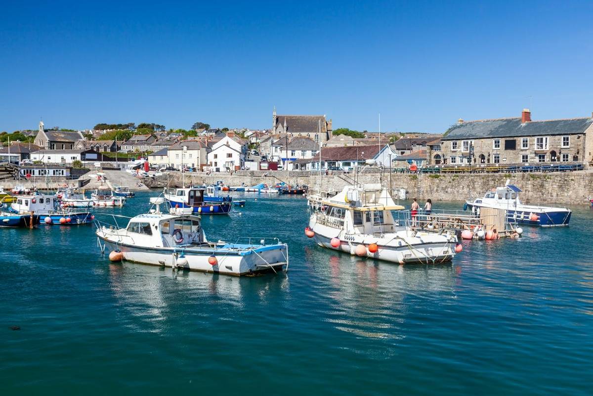 Beautiful sunny day at  Porthleven Harbour Cornwall England UK Europe