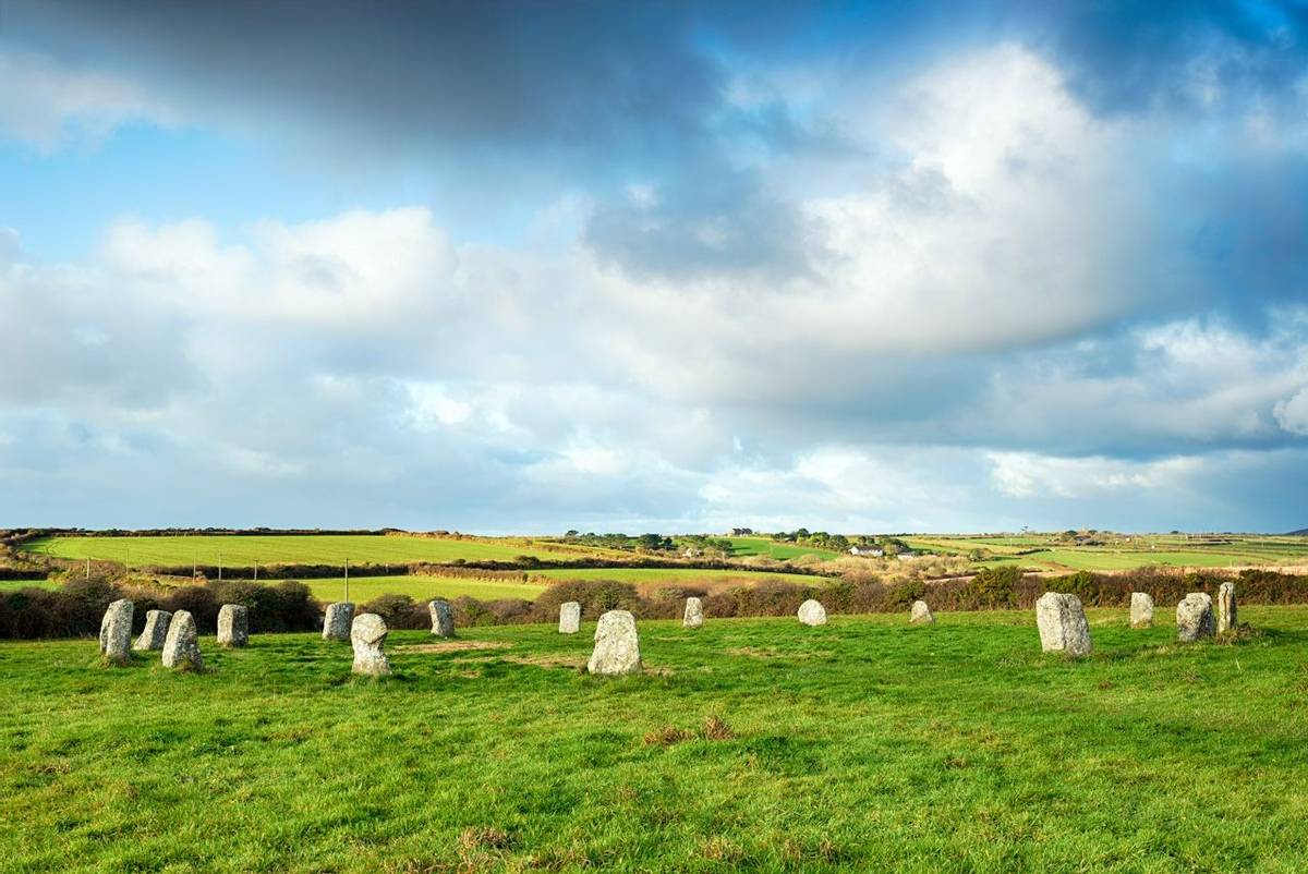 The Merry Maidens Stone Circle near Land's End in Cornwall