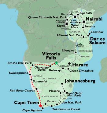 VICTORIA FALLS to CAPE TOWN (22 days) Deserts & Gameparks