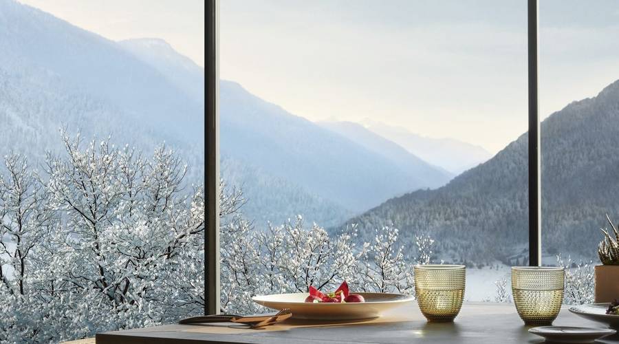 Lefay Dolomiti room looking out onto the Alpine forests