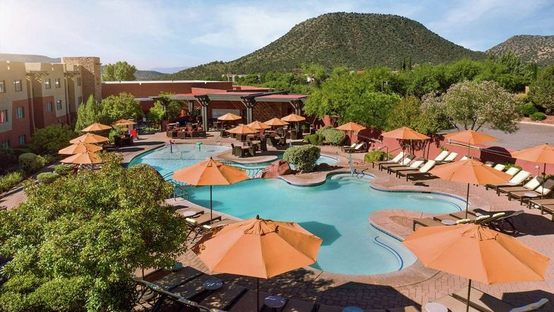 Hilton Sedona Resort at Bell Rock aerial pool.jpg