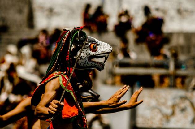 Traditional Bhutanese mask dancing festival 