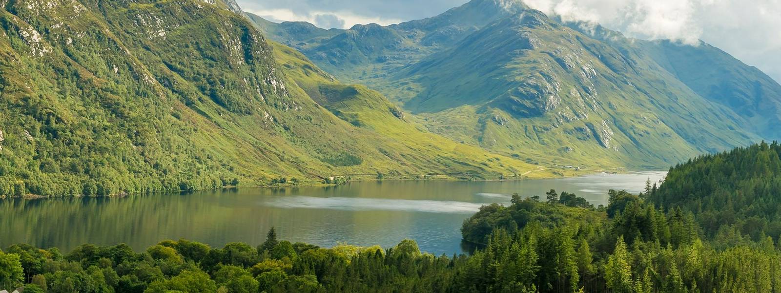 View of Glenfinnan in Highlands mountains in Scotland