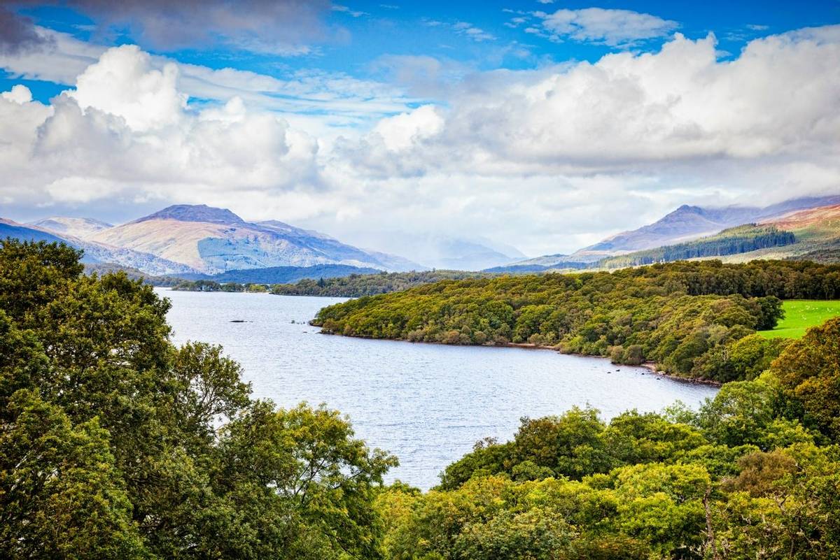 Loch Lomond and the Trossachs National Park from Craigiefort, Stirlingshire, Scotland, UK.