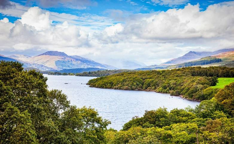 Loch Lomond and the Trossachs National Park from Craigiefort, Stirlingshire, Scotland, UK.