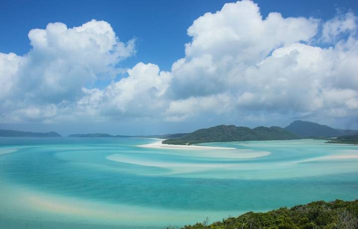 The view from Hill Inlet lookout at Whitsunday Islands on a sunny spring day The view from Hill Inlet lookout at Whitsunday Islands on a sunny spring day