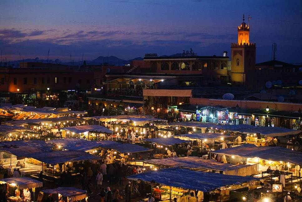 Photograph of Marrakech city at night time