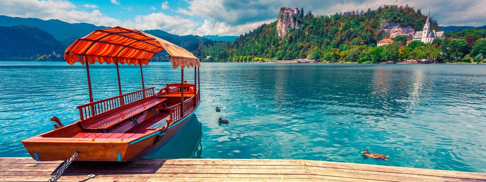 Lake Bled is a glacial lake in the Julian Alps 