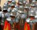 Backside of roman soldiers during Roman show in Jerash, Jordan