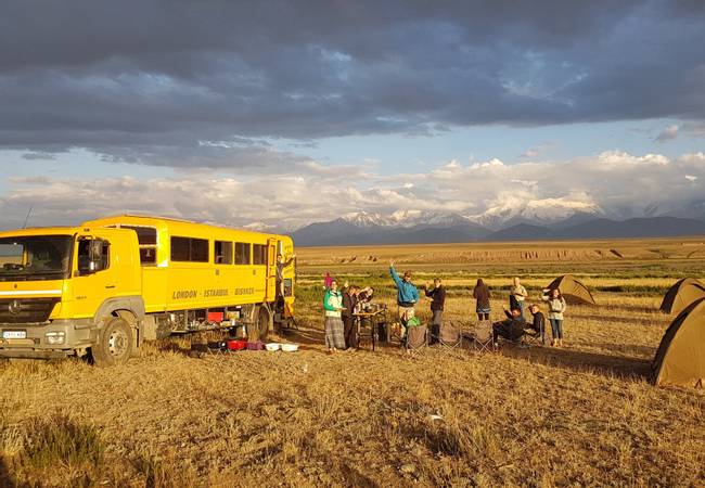 Central Asia overland truck and group