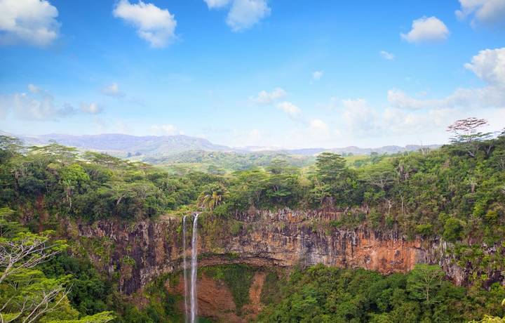 Scenic Chamarel waterfalls in Mauritius Island Scenic Chamarel waterfalls in Mauritius Island