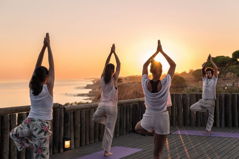 Sunset yoga meditation 