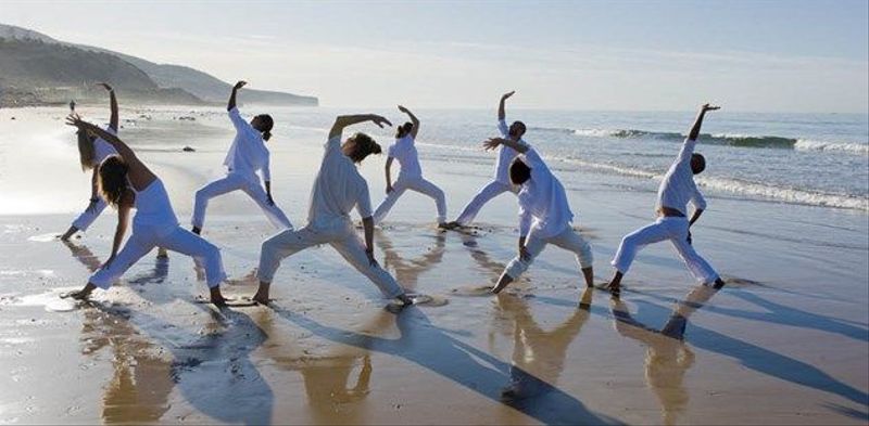 yoga on the beach at paradis plage