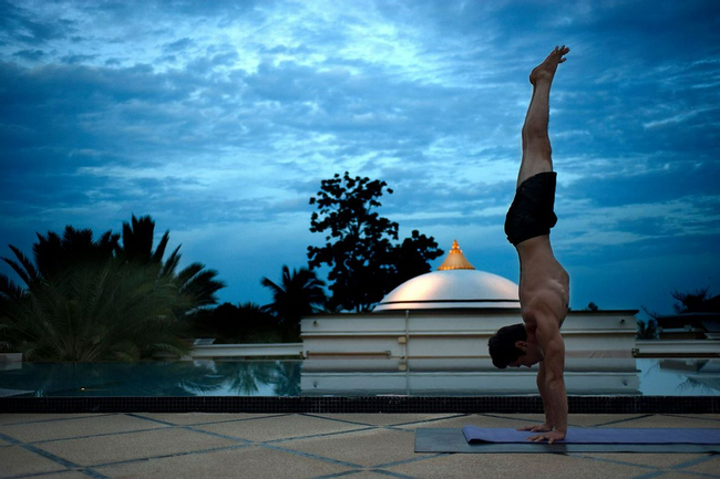 Handstand by the Pool